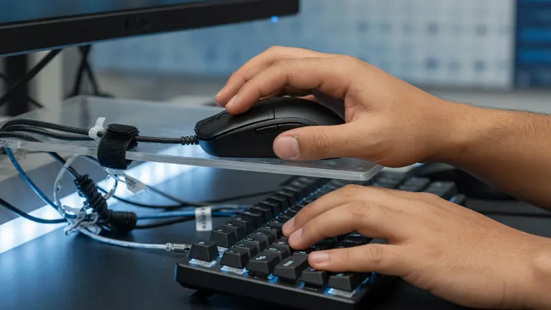 Hand-cam style focus on competitive play peripherals