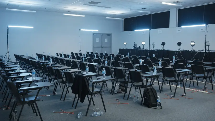 Qualifier hall with rows of competitor stations